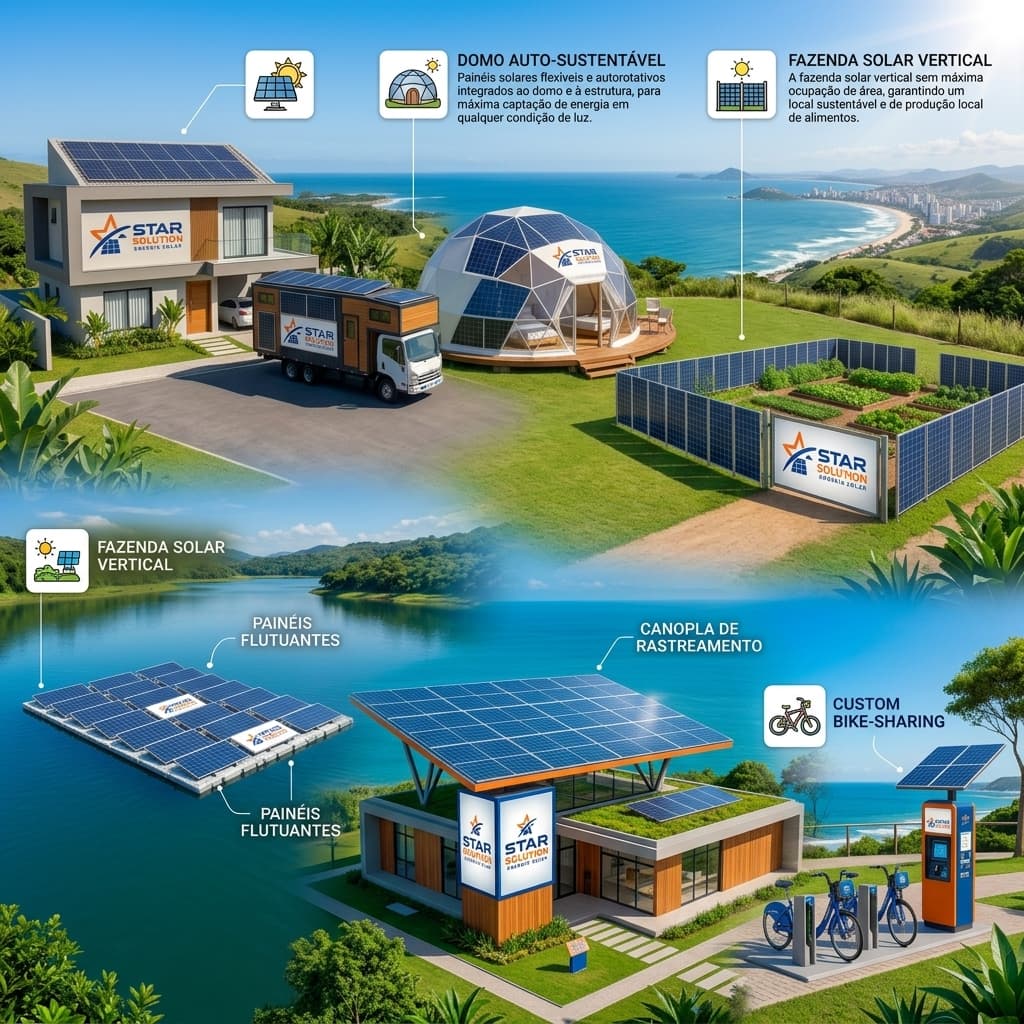 Instalação moderna de painéis de energia solar fotovoltaica sob o sol